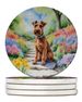 Irish Terrier Spring Path Large Sandstone Coasters Pack Of 4 Absorbent Round Coasters Decor Gifts For Men Or Women, 4 In, Multicolor_maomaolike.com