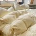 Yarn-Dyed Jacquard Princess Stripe Simple Four-Piece Set New Washed Cotton Bedding Student Dormitory Bed Sheet Style_maomaolike.com