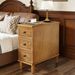 Wood Nightstand, Fully Assembled Narrow Side Table With 3 Drawers_maomaolike.com