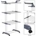 Clothes Drying Racks Bed Linen14 Hooks 24 Drying Poles 4 Castors Movable Foldable Stainless Steel Oversized 4-Tier Clothes Drying Racks_maomaolike.com