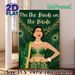 Pin The Bindi On The Bride Painting Poster, Luxurious Emerald-Gold Traditional Indian Bridal Poster, Interactive Party Game Decor Ideal For_maomaolike.com