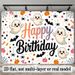 Happy Birthday Halloween Banner - 2D Flat Polyester Backdrop With Ghosts, Pumpkins, Bats, Spiders, Wall Hanging Party Decor_maomaolike.com
