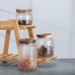 Hammered Glass Storage Jar With Acacia Wood Lid - Airtight Container For Coffee Tea Spices & Dry Goods (Decorative_maomaolike.com
