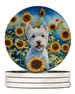 Westie In Sunflowers Large Sandstone Coasters Pack Of 4 Absorbent Round Coasters Decor Gifts For Men Or Women, 4 In, Multicolor_maomaolike.com