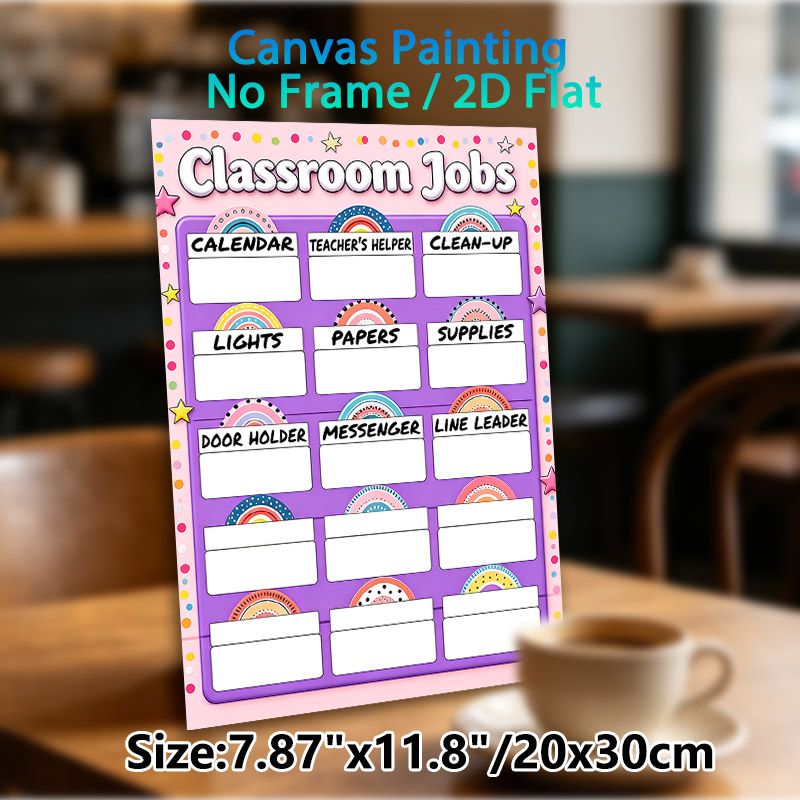 Classroom Jobs Painting Poster, Colorful Boho-style Poster, Practical Blank Slots To Assign And Organize Classroom Duties, Ideal For Classroom_maomaolike.com