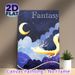 Fantasy Dragon Painting Poster, Soft-toned Whimsical Celestial Scene Poster, Dreamy Night Sky Design To Bring Tranquil Vibe For Bedroom, Living Room_maomaolike.com