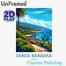 Santa Barbara Coastal Landscape Painting Poster, Bright Retro-style Seaside Scenery Poster, Tropical Coastal View With Palm Trees & Coastal Homes_maomaolike.com