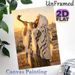 Shofar Themed Painting Poster, Warm-toned Realistic Oil-style Poster, Serene Spiritual Scene With Shofar Blower Against Golden Sunset Ancient City_maomaolike.com