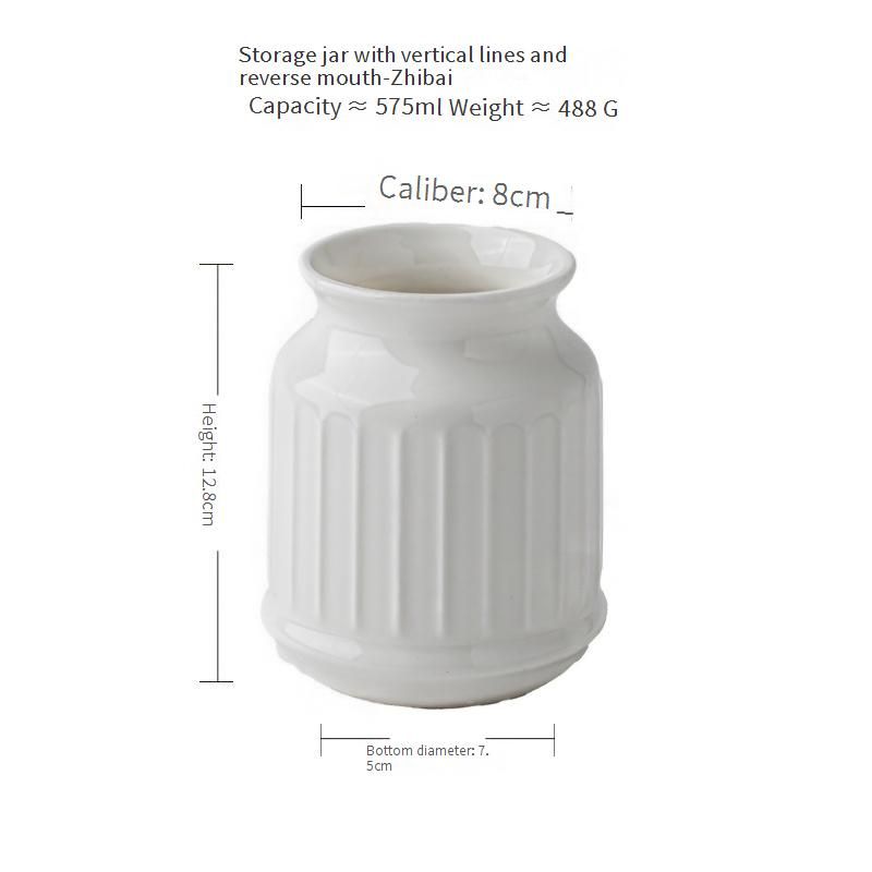 Gardenia White Kitchen Relief Ceramic Jar Chopstick Holder Dining Table Storage Bucket Decorative Ornaments_maomaolike.com