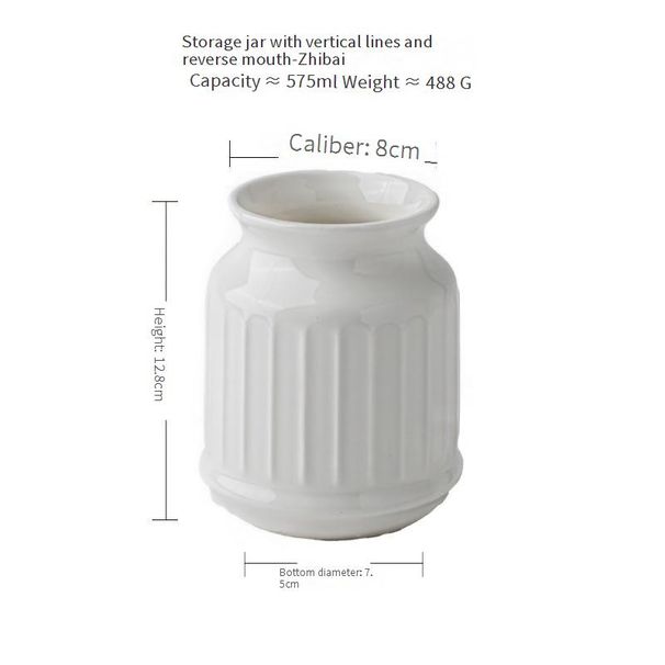 Gardenia White Kitchen Relief Ceramic Jar Chopstick Holder Dining Table Storage Bucket Decorative Ornaments_maomaolike.com