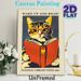 Reading Cat "Wake Up And Read" Painting Poster, Vintage Retro 1961 Library Themed Cat With Glasses Reading Book Poster, Literary Decor Ideal For Study_maomaolike.com