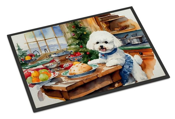 Bichon Frise Christmas Cookies Doormat Front Door Mat Indoor Outdoor Rugs For Entryway, Non Slip Washable Low Pile, 24H X 36W_maomaolike.com