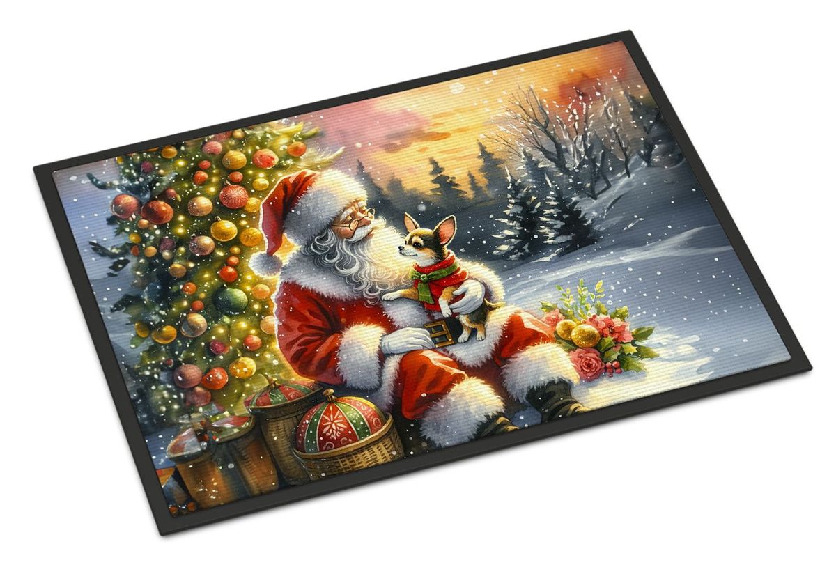 Chihuahua And Santa Claus Doormat Front Door Mat Indoor Outdoor Rugs For Entryway, Non Slip Washable Low Pile, 24H X 36W_maomaolike.com