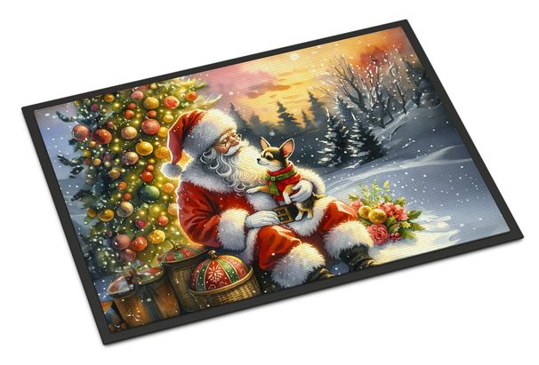 Chihuahua And Santa Claus Doormat Front Door Mat Indoor Outdoor Rugs For Entryway, Non Slip Washable Low Pile, 24H X 36W_maomaolike.com