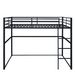 Metal Loft Bed Full Size, Loft Bed Frame With Safety Guard Rails & Flat Ladder, Twin Loft Bed For Kids Teens Adults, Black_maomaolike.com