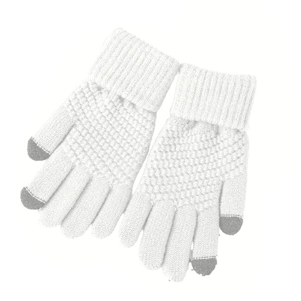 Zhuoxinder 1 Pair Winter Men Women Knitting Touch-screen Non-slip Gloves Warmer Mittens-Black_maomaolike.com