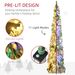 Tall Prelit Pencil Artificial Christmas Tree Holiday Décor With Snow Flocked Branches, Warm White Or Colorful LED Lights, Downswept Shape_maomaolike.com