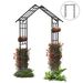 Metal Garden Arch With Adjustable Width W42.52''~W78.15'' Climbing Plants Support Rose Arch Outdoor Black_maomaolike.com