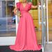 Women's sexy deep V pleated wide leg large size jumpsuit_maomaolike.com