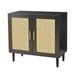 Side Panel Buffet Cabinet With Natural Rattan Door, Rattan Storage Cabinet With Adjustable Shelves, Side Panel And Buffet With Storage Space, Modern Console Cabinet In Bedroom And Living Room_maomaolike.com