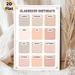 Classroom Birthdays Painting Poster, Soft Muted-toned Minimalist Monthly Grid Poster, Practical Tool To Track And Display Class Birthdays, Ideal For_maomaolike.com