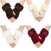Unisex Short woolly gloves knitted wool warm fingertip half-finger gloves sleeves_maomaolike.com