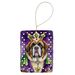 Saint Bernard King Of Mardi Gras Porcelain Ornament Christmas Tree Hanging Decorations For Home Christmas Holiday, Rectangle, Gift, Multicolor_maomaolike.com