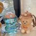 1000ml Large Capacity Cute Bear Water Bottle 2 In 1 Straw Cup Girls Children BPA Free Leakproof For School Sports Gift_maomaolike.com
