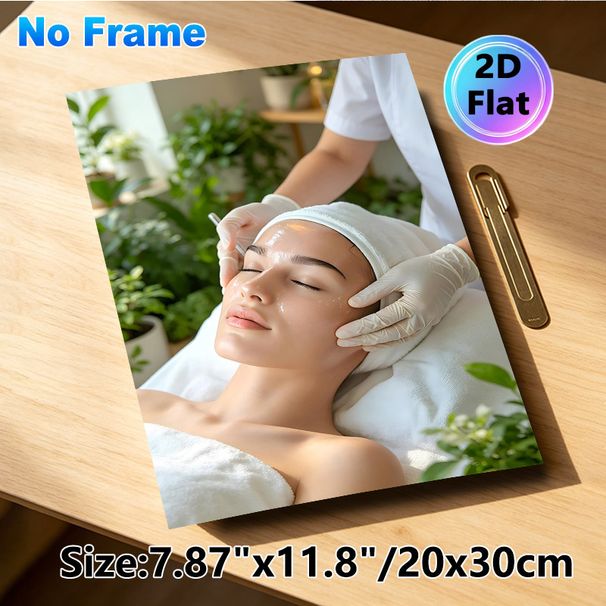 Facial Skincare Treatment Painting Poster, Serene Warm-toned Spa Scene Poster, Calming Visual Decor Option For Beauty Salons And Spa Waiting Areas_maomaolike.com