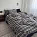 Wholesale INS Japanese Simple Plaid Pure Jacquard Four-Piece Nordic Style Full Yarn-Dyed Washed Cotton 4-Piece Set_maomaolike.com