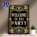 Art Deco Welcome Party Painting Poster, Luxury Gold & Black Vintage Ornate Style Poster, Elegant Party Greeting Decor Ideal For Party Venues And_maomaolike.com