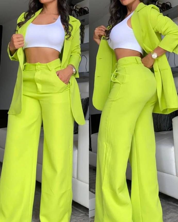 Women's Clothing Elegant Floral Sleeveless Suit Jacket + Lace Up Casual Trousers Suit_maomaolike.com