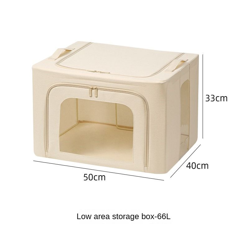 Foldable Steel Frame Cotton And Linen Storage Box, Clear Window Clothes Organizer Bin For Closet Bedroom_maomaolike.com
