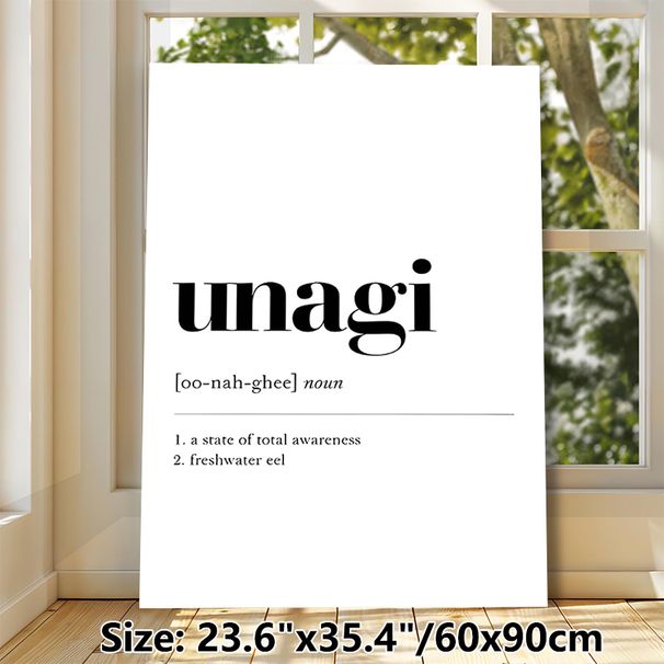 Unagi Definition Painting Poster, Minimalist Black & White Typographic Text Poster, Stylish Word Definition Decor Idea For Home Office, Living Room_maomaolike.com