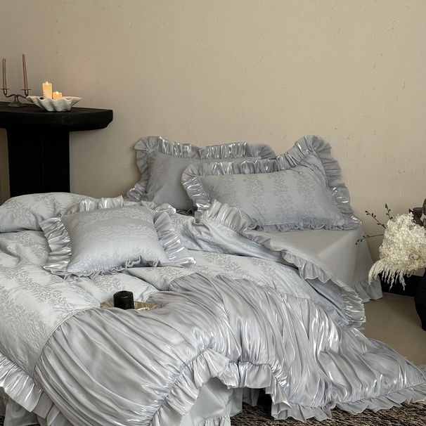Wholesale French Retro Style Pure With Ruched Lace, 100% Cotton, Satin Jacquard, Brushed Cotton Four-Piece Set_maomaolike.com