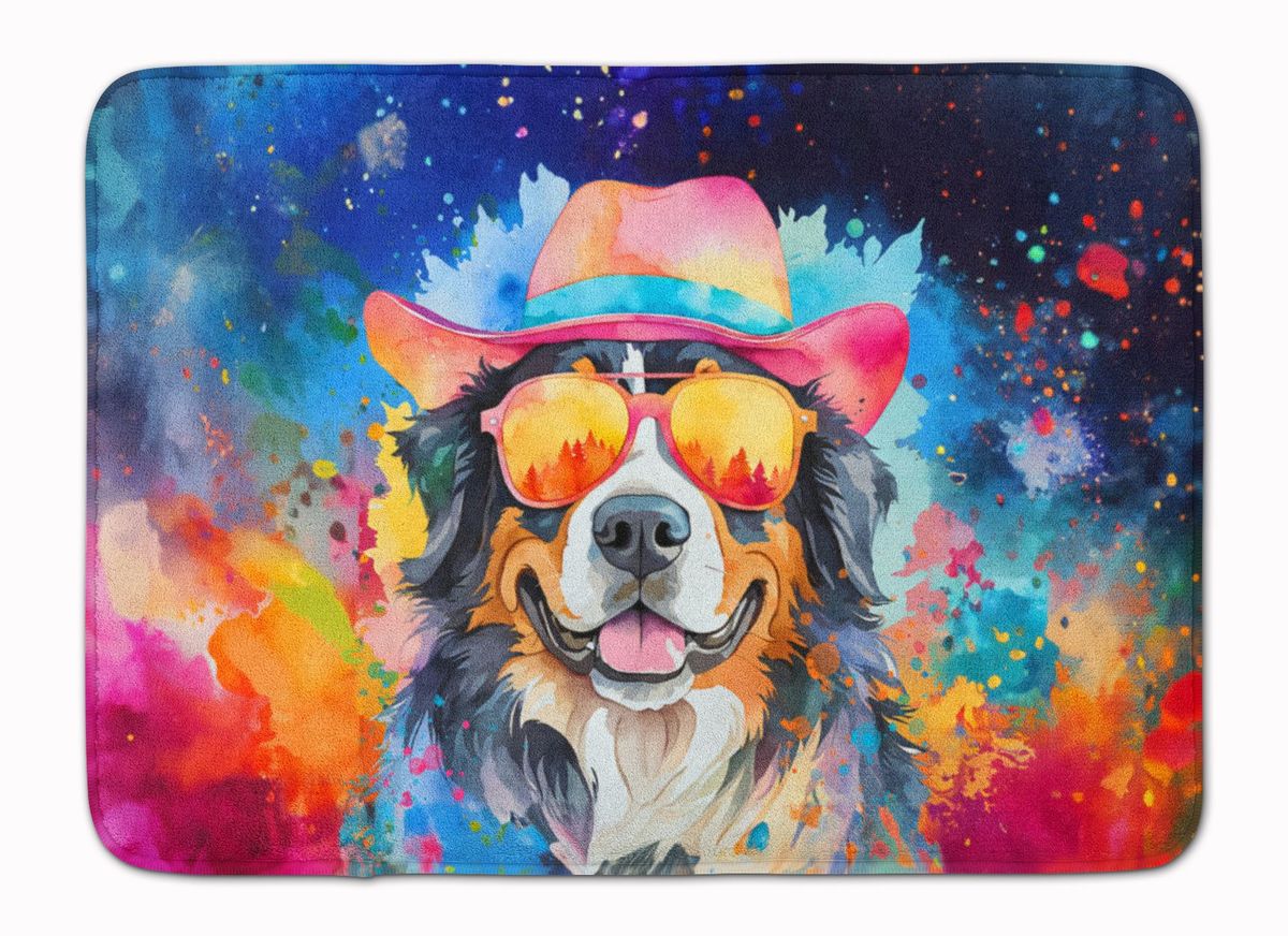Bernese Mountain Dog Hippie Dawg Memory Foam Kitchen Mat Machine Washable Anti-Fatigue Mat Cushion Comfort Bath Mat Or Kitchen Rug_maomaolike.com