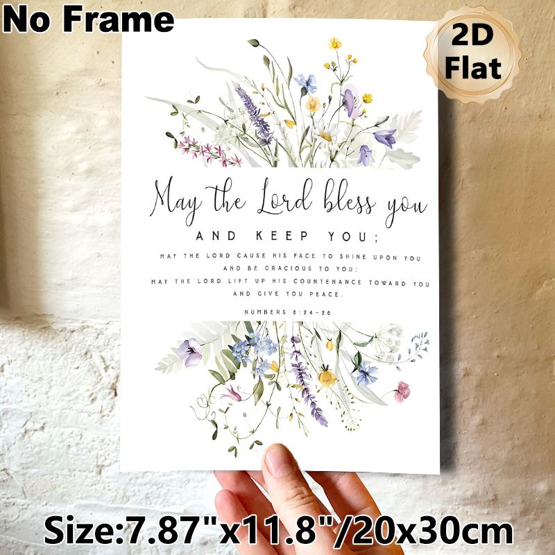 Bible Verse & Wildflower Themed Painting Poster, Soft Watercolor Floral Poster, Serene Religious Scripture Decor Suitable For Home, Living Room And_maomaolike.com