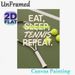 Tennis Themed "Eat Sleep Tennis Repeat" Painting Poster, Sleek Sporty Typographic & Racket-Ball Graphic Poster, Stylish Tennis-inspired Decor Suitable_maomaolike.com