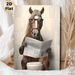 Funny Horse On Toilet Painting Poster, Whimsical Cartoon-style Poster, Humorous Quirky Design With Horse Wearing Glasses Reading Newspaper, Ideal For_maomaolike.com
