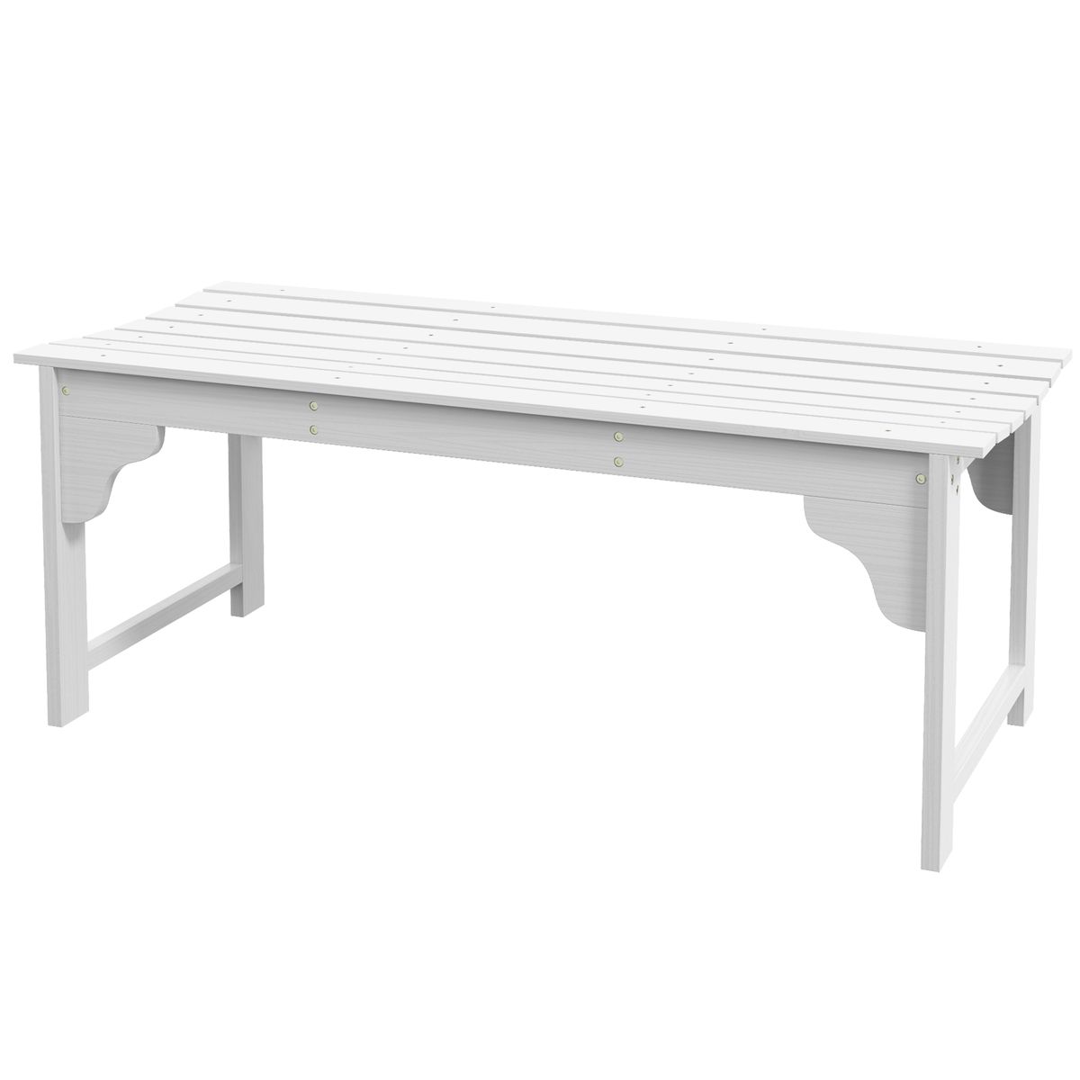 Slatted Wooden Garden Bench, Curved Seat Front Porch Bench, White_maomaolike.com