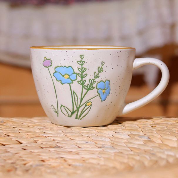 Exquisite Orchid Ceramic Coffee Cup Hand-painted Household Milk Water Cup_maomaolike.com