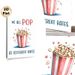 Popcorn Motivational Painting Poster, Watercolor Cute Striped Popcorn Bucket With Hearts Poster, Warm Encouraging Quote Decor For Home Theater, Living_maomaolike.com