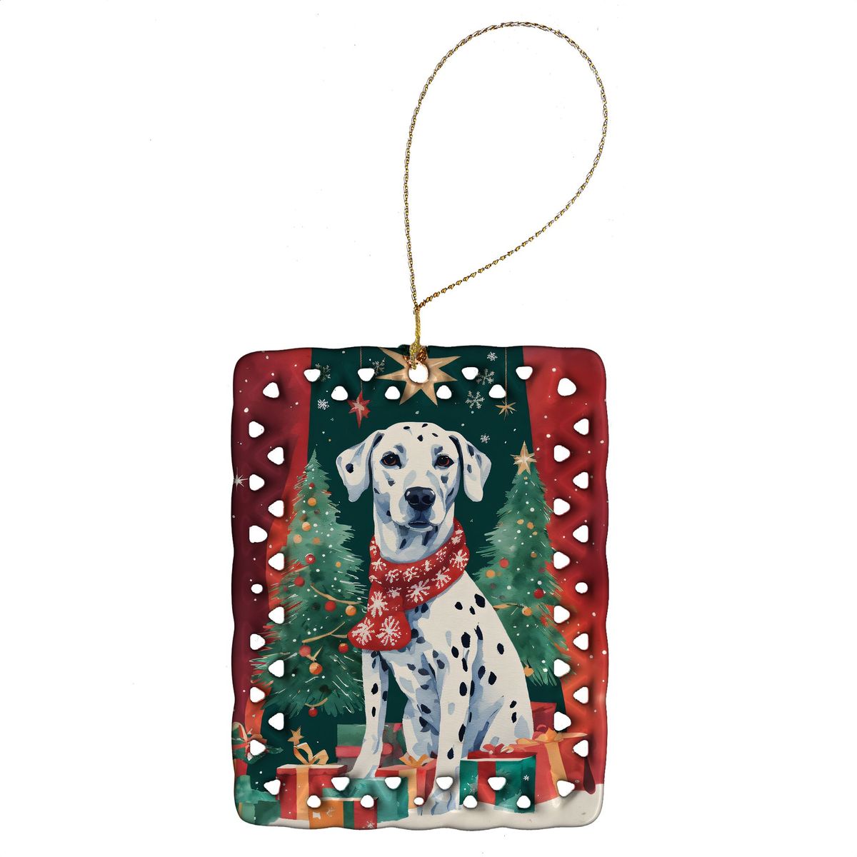 Dalmatian Christmas Porcelain Ornament Christmas Tree Hanging Decorations For Home Christmas Holiday, Rectangle, Gift, Multicolor_maomaolike.com