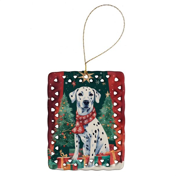 Dalmatian Christmas Porcelain Ornament Christmas Tree Hanging Decorations For Home Christmas Holiday, Rectangle, Gift, Multicolor_maomaolike.com