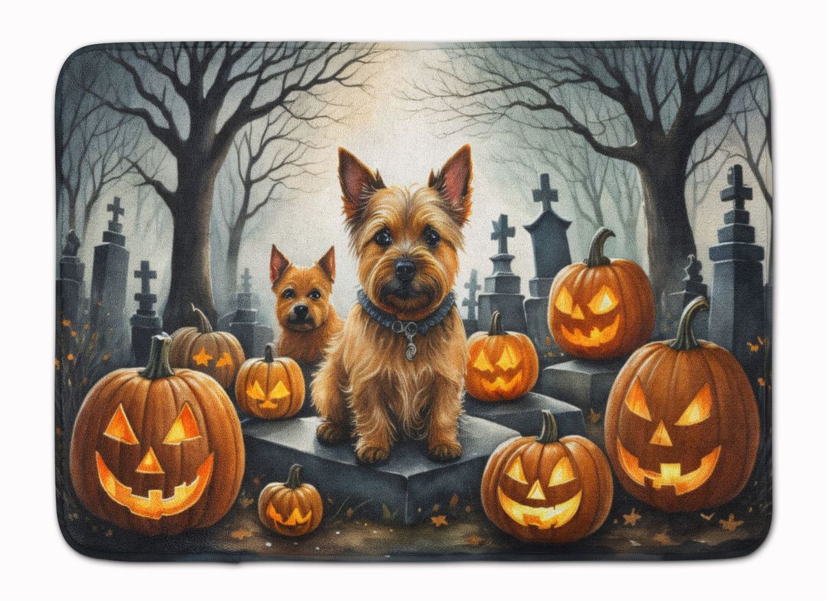 Norwich Terrier Spooky Halloween Memory Foam Kitchen Mat Machine Washable Anti-Fatigue Mat Cushion Comfort Bath Mat Or Kitchen Rug_maomaolike.com