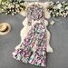 Women's Clothing Royal sister light luxury high end long sleeved pleated printed tops women's casual two piece set loose drape pleated wide leg pants_maomaolike.com