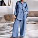 Women's Clothing nine quarter sleeve shirt loose pants two piece suit_maomaolike.com