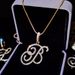 Fashion 26 Cursive Initial Letter Zircon Pendant For Women Shiny Crystal Alphabet Rope Chain Necklace Hip Hop Jewelry_maomaolike.com