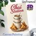 Chai Station Themed Painting Poster, Vintage Warm-toned Stacked Chai Cups & Samosas Poster, Cozy Culinary Decor Idea For Cafes, Dining Areas_maomaolike.com