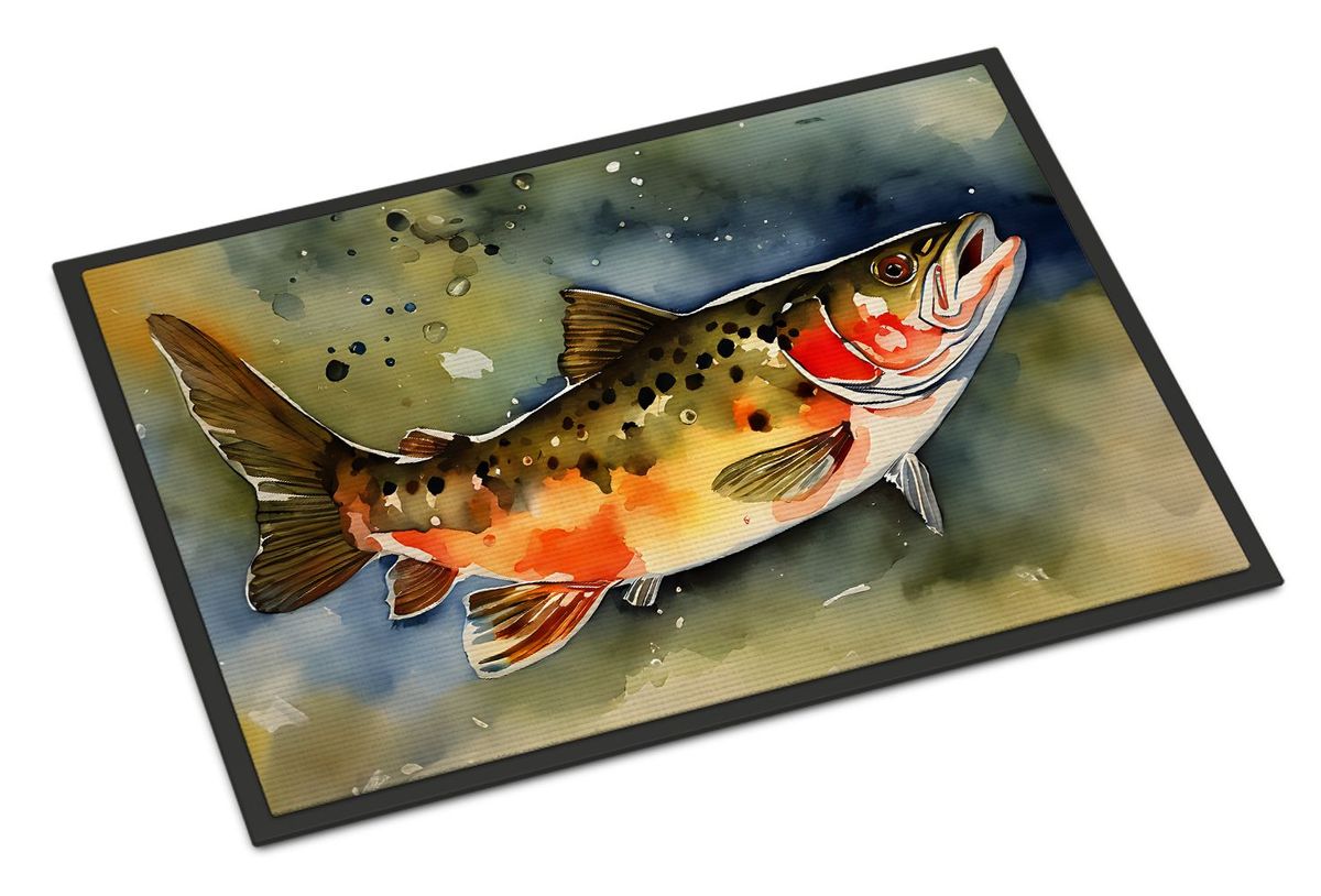 Brook Trout Doormat Front Door Mat Indoor Outdoor Rugs For Entryway, Non Slip Washable Low Pile, 24H X 36W_maomaolike.com
